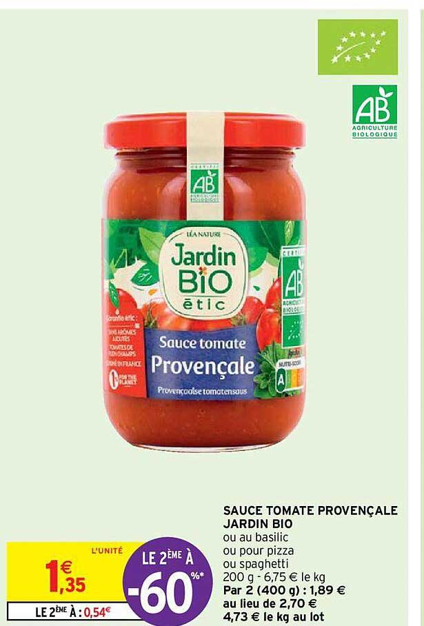 Sauce Tomate Provençale Jardin Bio