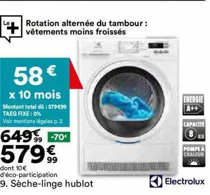 sèche-linge hublot electrolux