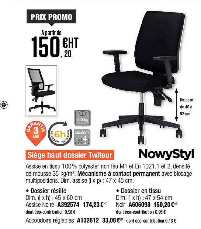 Siège Haut Dossier Twiteur Nowystyl