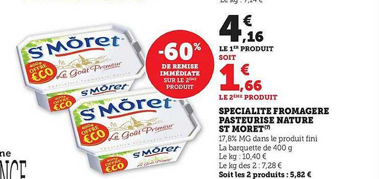 spécialité fromagère pasteurisé nature st môret