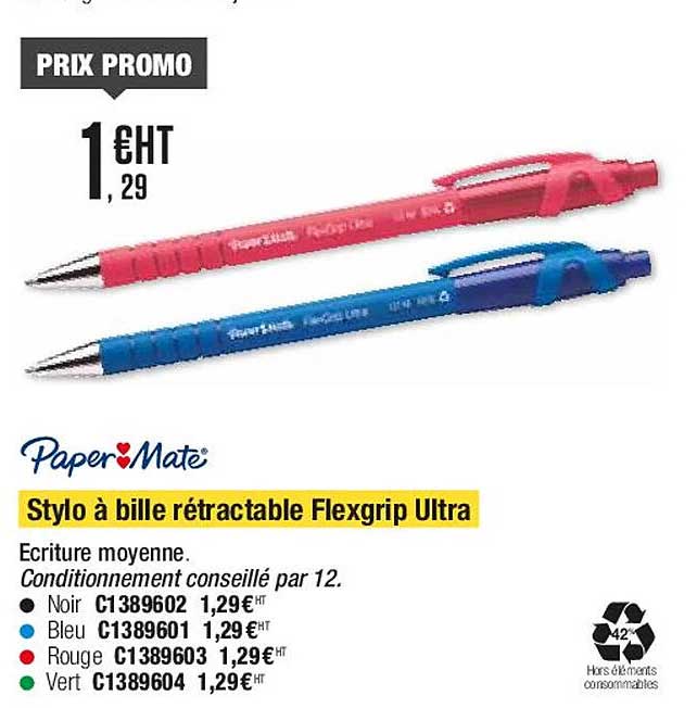 Stylo à Bille Rétractable Flexgrip Ultra Paper Mate