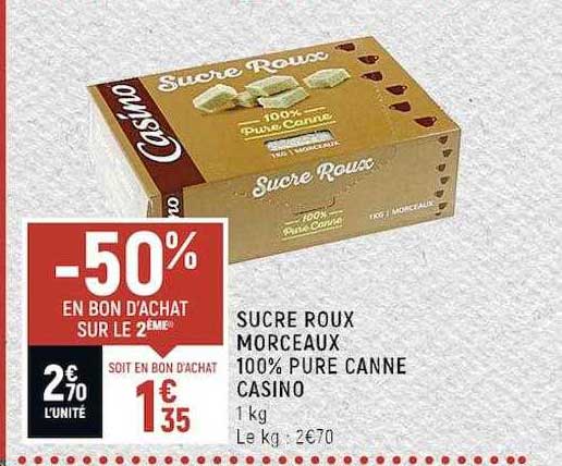 sucre roux morceaux 100% pure canne casino