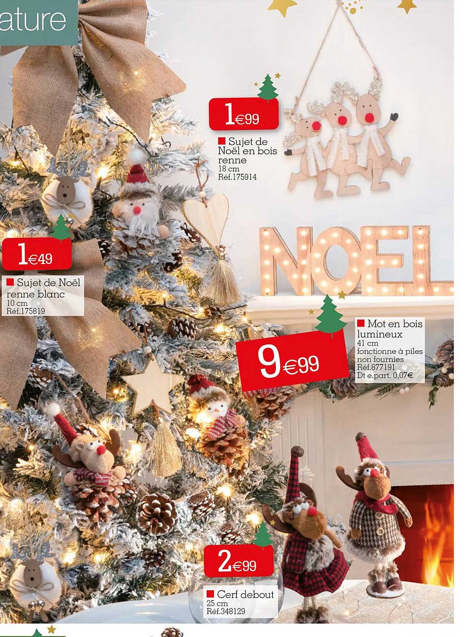 sujet de noël renne blanc, cerf debout, mot en bois lumineux, sujet de noël en bois renne