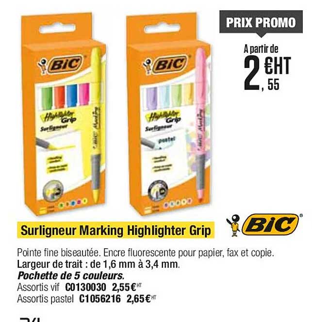 Surligneur Marking Highlighter Grip Bic