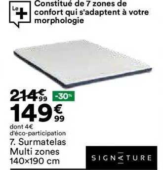 surmatelas multi zones 140x190cm signature
