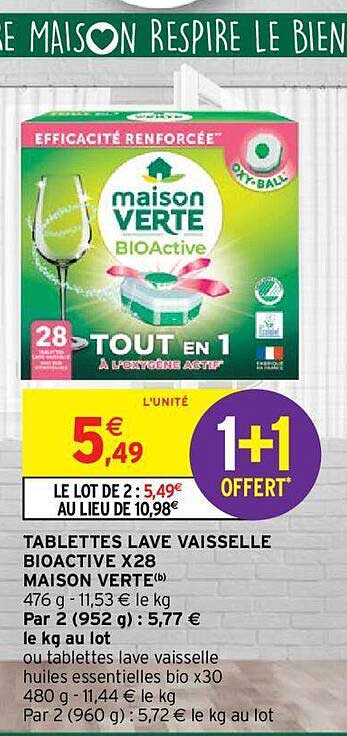 tablettes lave vaisselle bioactive x28 maison verte