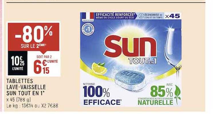 tablettes lave-vaisselle sun tout en 1