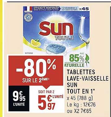 tablettes lave-vaisselle sun tout en 1