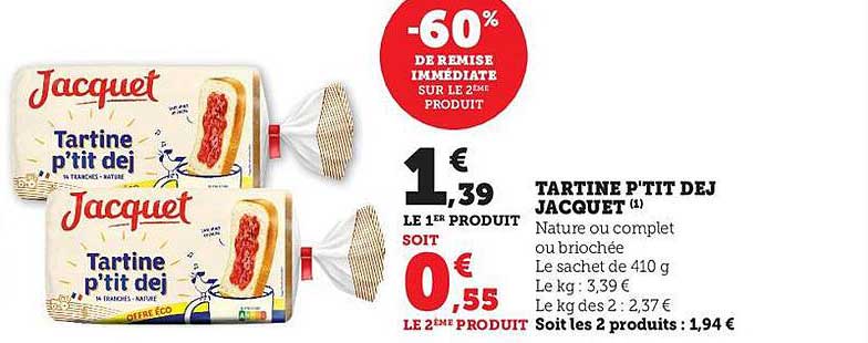 Tartine P'tit Déj Jacquet