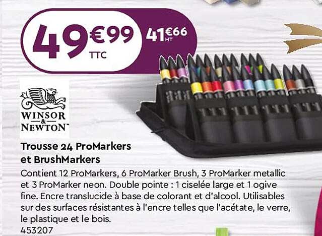 trousse 24 promarkers et  brushmarkers winsor & newton