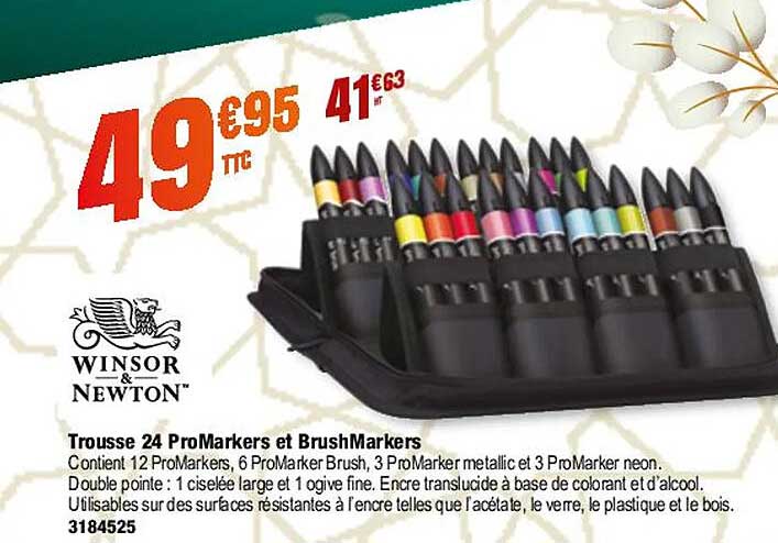 trousse 24 promarkers et brushmarkers winsor & newton