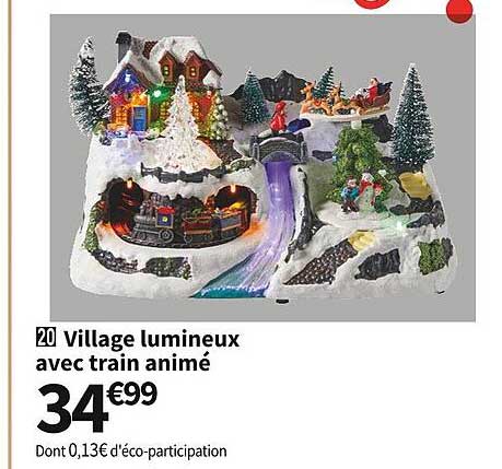 village lumineux avec train animé
