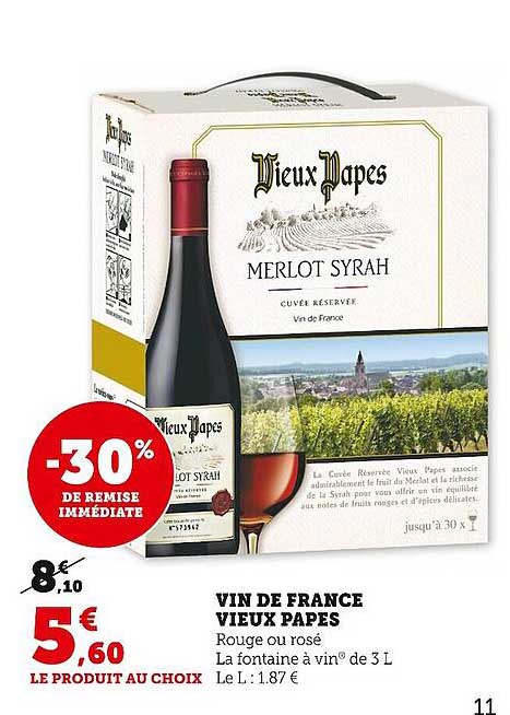 vin de france vieux papes -30% de remise immédiate