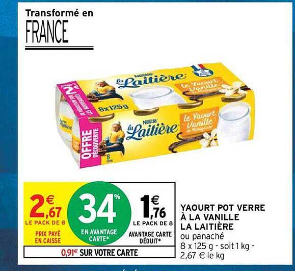 Yaourt Pot Verre à La Vanille La Laitière