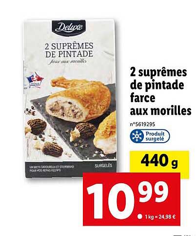 2 suprêmes de pintade farce aux morilles deluxe