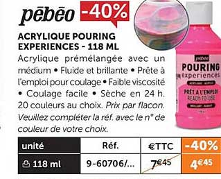 acrylique pouring experiences - 118 ml pébéo