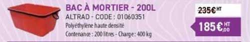 bac à mortier - 200l altrad