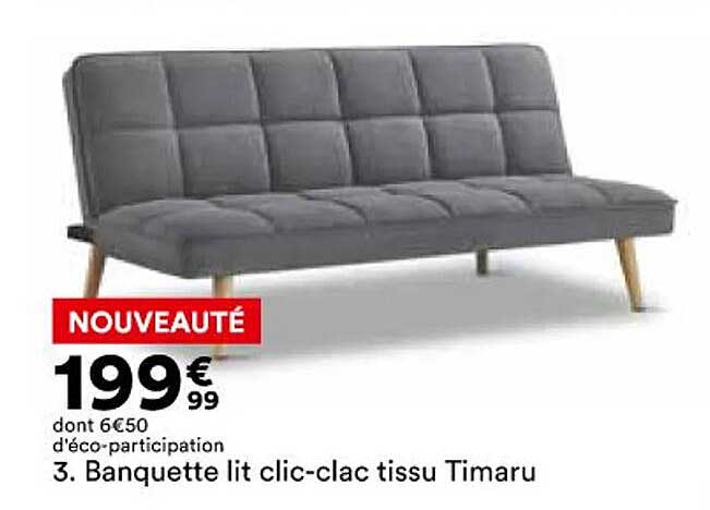 banquette lit clic-clac tissu timaru