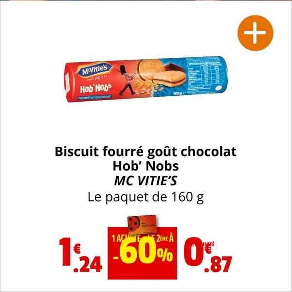 biscuit fourré goût chocolat hob' nobs mc vitie's