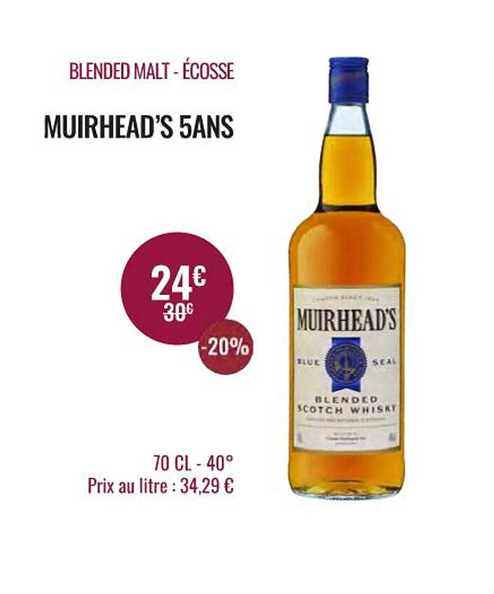blended malt - écosse muirhead's 5 ans