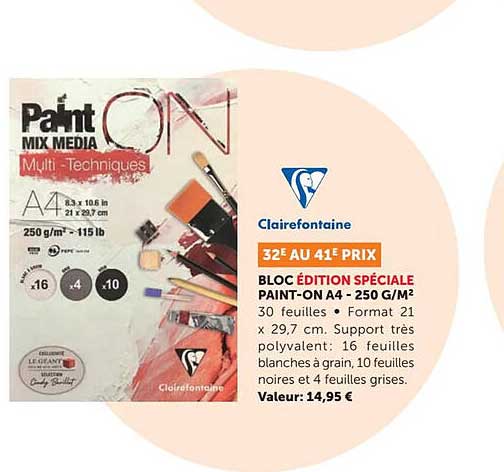 bloc édition spéciale paint-on a4 - 250 g/m² paint mix media