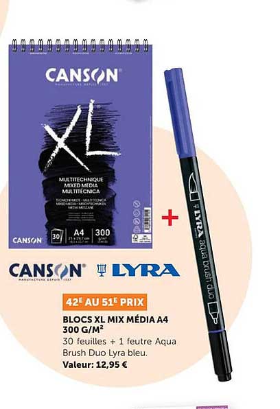 blocs xl mix média a4 300 g/m² canson, lyra