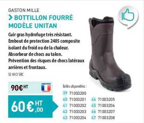 bottillon fourré modèle unitan gaston mille