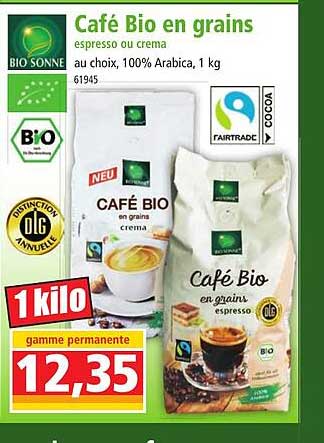 café bio en grains bio sonne