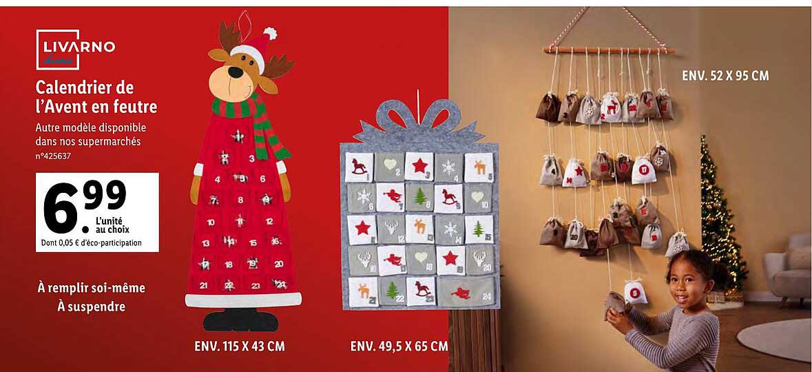 calendrier de l'avent en feutre livarno home