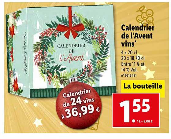 calendrier de l'avent vins
