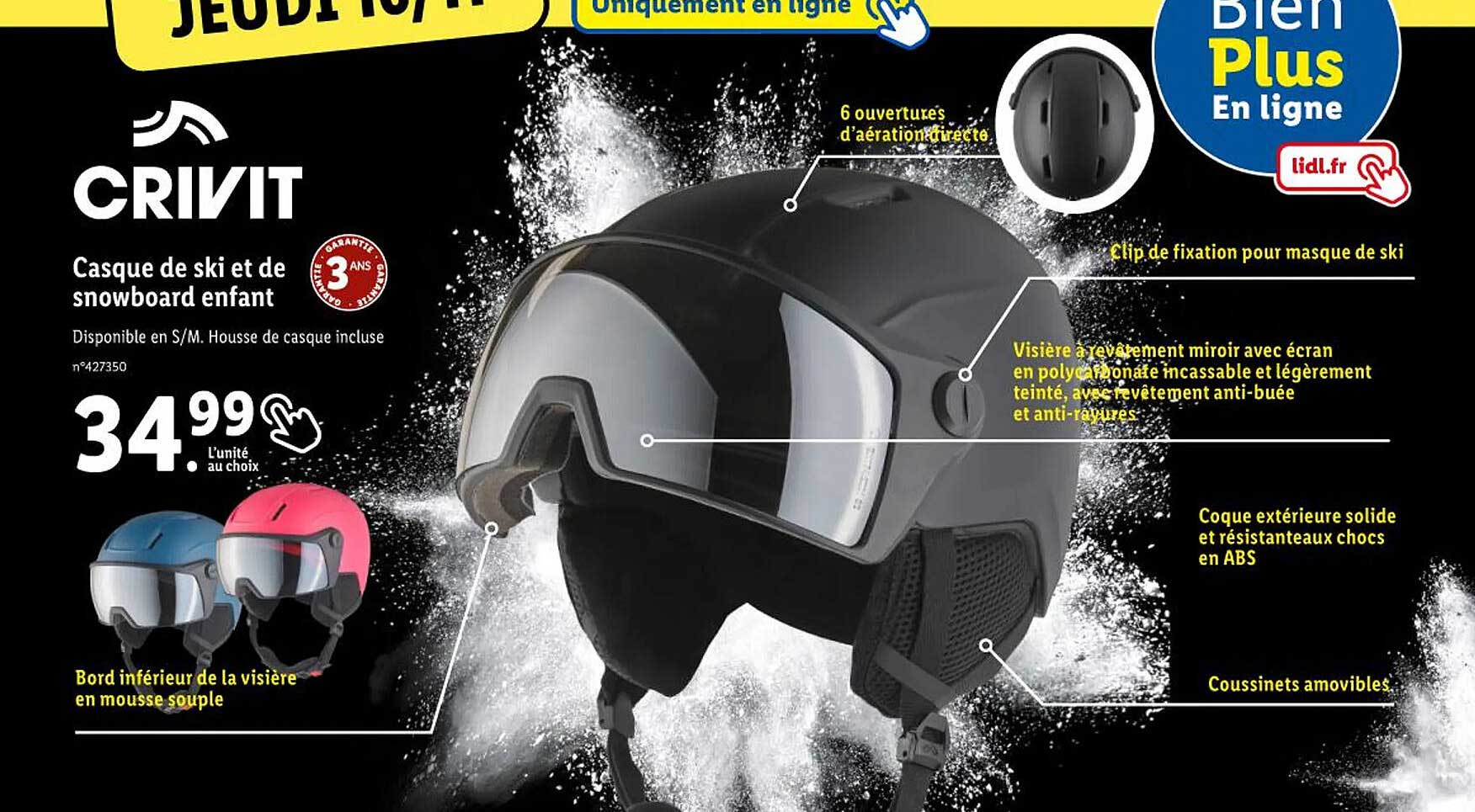 casque de ski et de snowboard enfant crivit