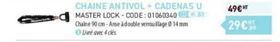 chaîne antivol + cadenas u master lock