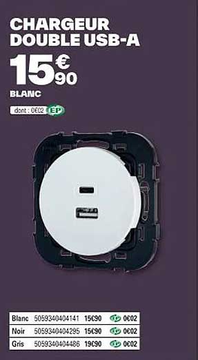 chargeur double usb-a blanc