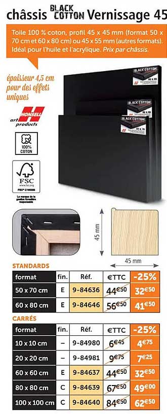 Châssis Black Cotton Vernissage 45