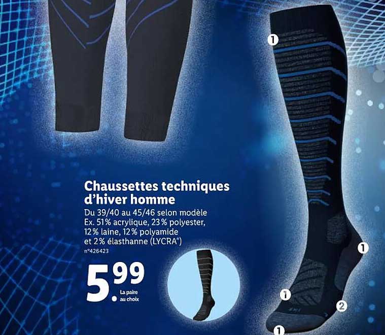 chaussettes techniques d'hiver homme