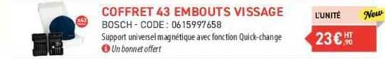 coffret 43 embouts vissage bosch