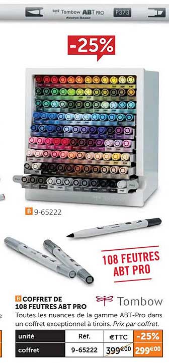 coffret de 108 feutres abt pro tombow