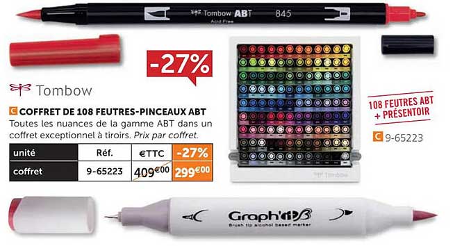 coffret de 108 feutres-pinceaux abt tombow