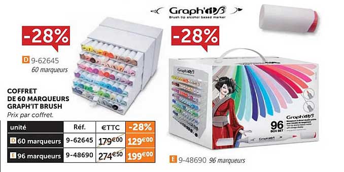 Coffret De 60 Marqueurs Graph'it Brush