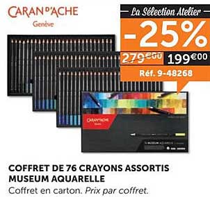 coffret de 76 crayons assortis museum aquarelle