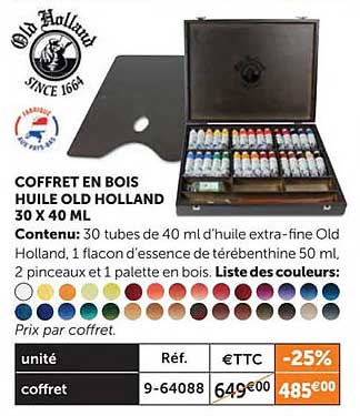 coffret en bois huile old holland 30 x 40 ml