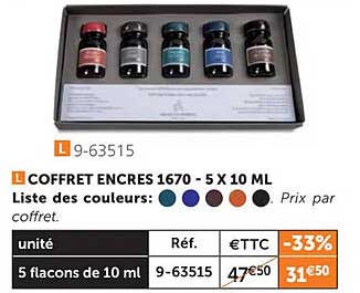 coffret encres 1670 - 5 x 10 ml