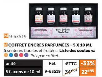 coffret encres parfumées - 5 x 10 ml