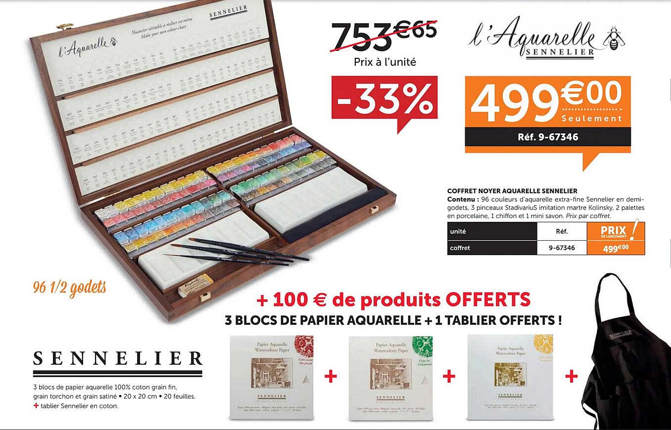 coffret noyer aquarelle sennelier