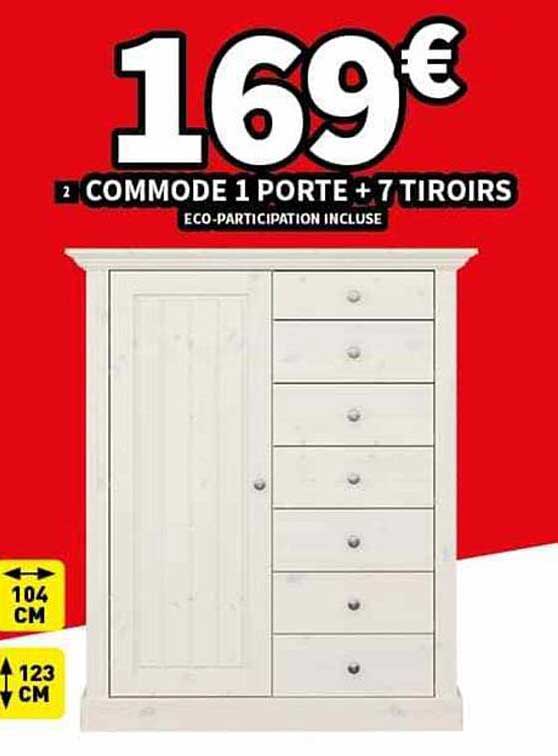 Commode 1 Porte + 7 Tiroirs