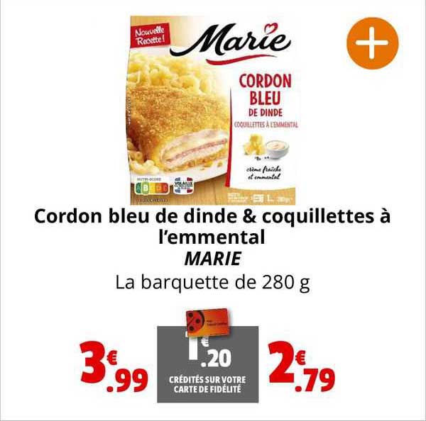 Cordon Bleu De Dinde & Coquillettes à L'emmental Marie