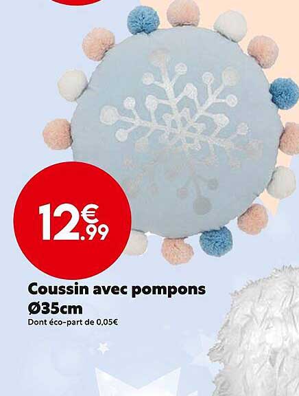 coussin avec pompons ø35 cm