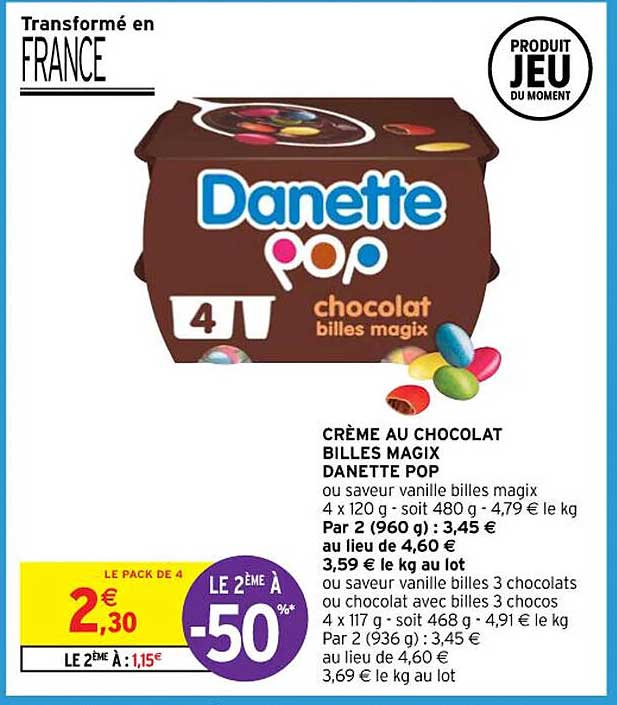 crème au chocolat billes magix danette pop