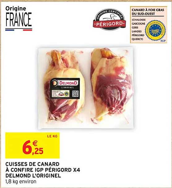 cuisses de canard à confire igp périgord x 4 delmond l'originel