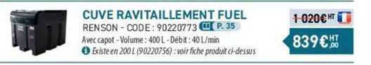 cuve ravitaillement fuel renson